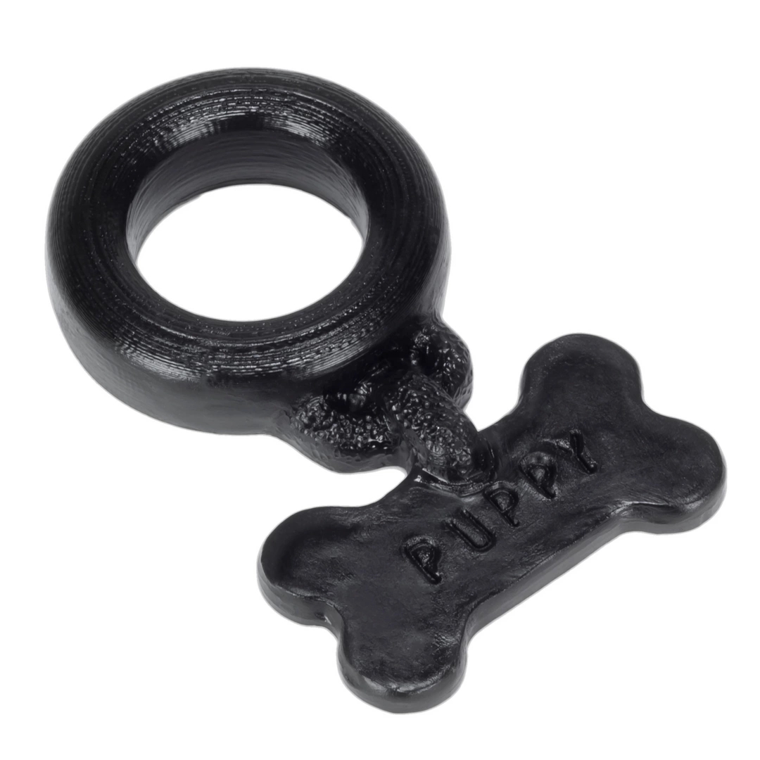 Oxballs PUPPY Black elastyczny pierścień anatomiczny, silikon medyczny, czarny