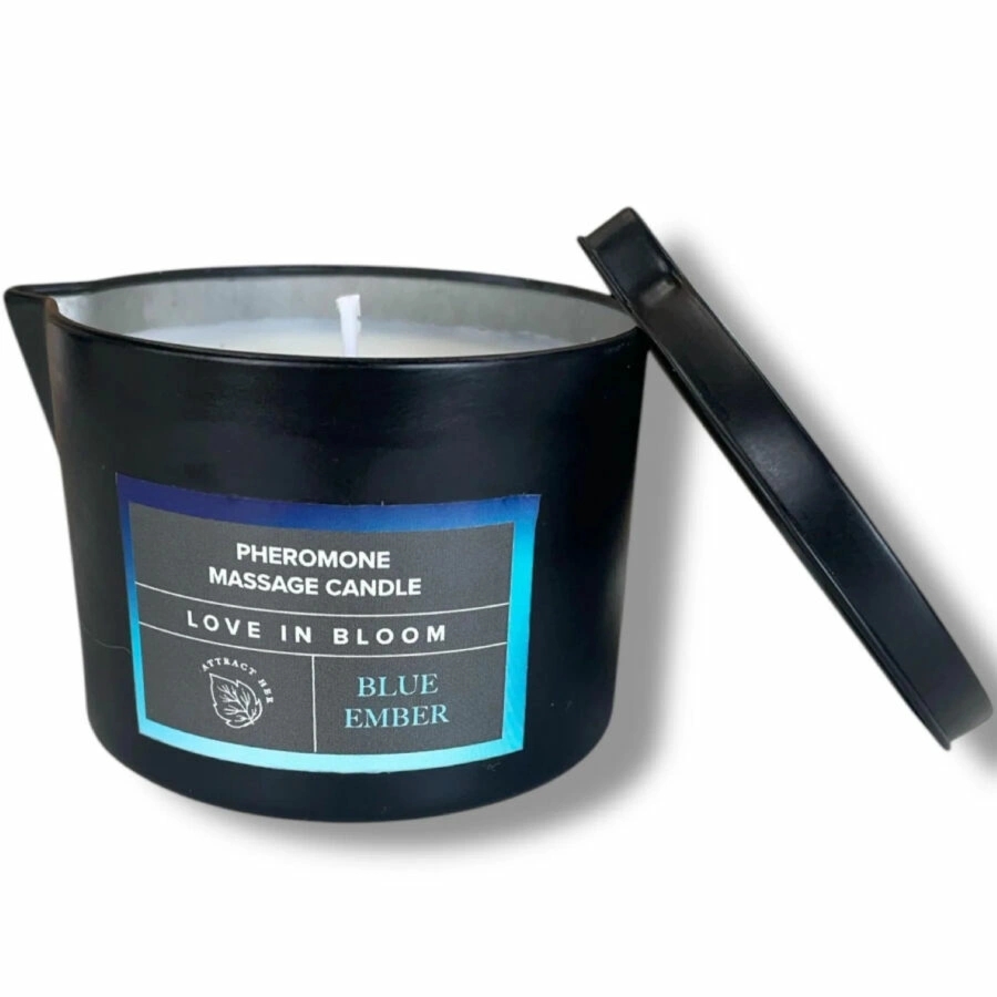 Eye of Love Bloom Blue Ember – świeca do masażu z feromonami, 150 ml, pomarańcza i mięta