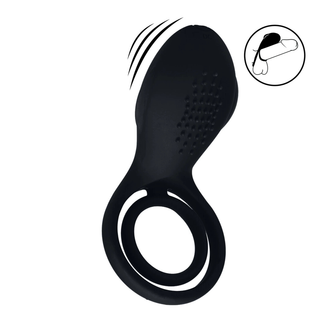 LEVELZ Pierścień wibracyjny z anatomicznym wypustem czarny silikon – ergonomiczny model