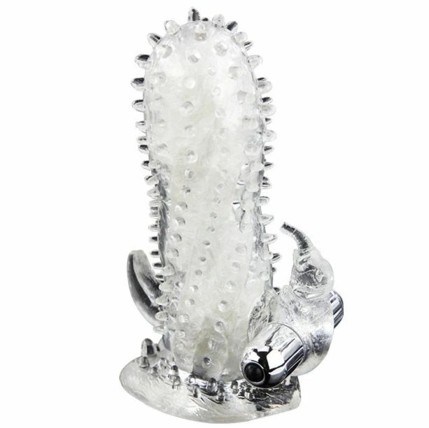 BAILE BRAVE MAN Krolik – nakładka wydłużająca z wibracją, 18 cm, TPR, stymulator