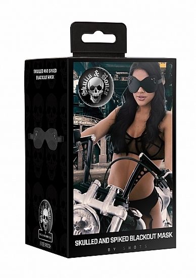 OPASKA NA OCZY skóra ekologiczna - Ouch! Skulls and Bones - Large Eye Mask with Skulls & Spikes - B