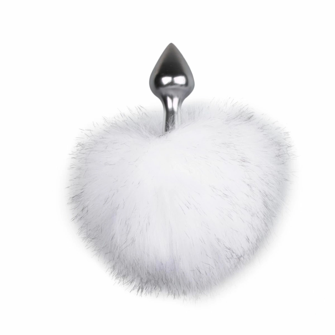 EasyToys Aluminiumowy Korek Anatomiczny z Puszystym Ogonem Bunny Tail Srebrny