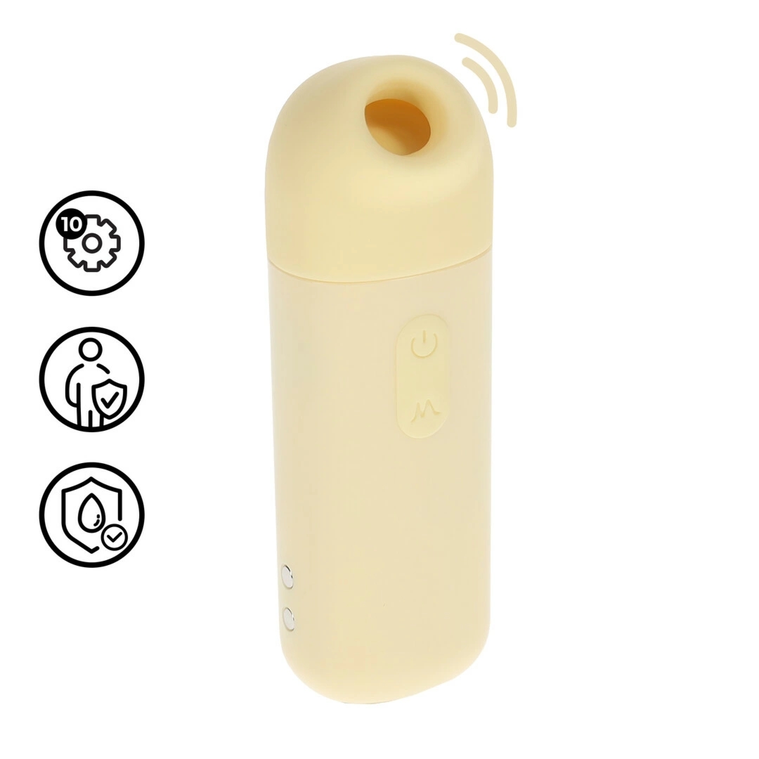 Sweetie AirTap Vibrator żółty – kompaktowy model 2w1, 15 trybów, wymienna końcówka
