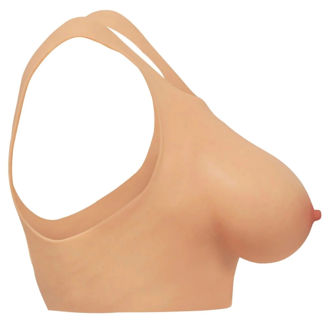 XR Brands Perky Pair silikonowe piersi rozmiar D, anatomiczne, uprząż, naturalny kolor