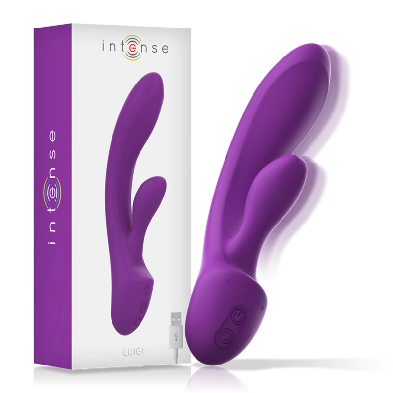 Intense Luigi Rabbit Violet – silikonowy model podwójny, 10 trybów, IPX6, USB