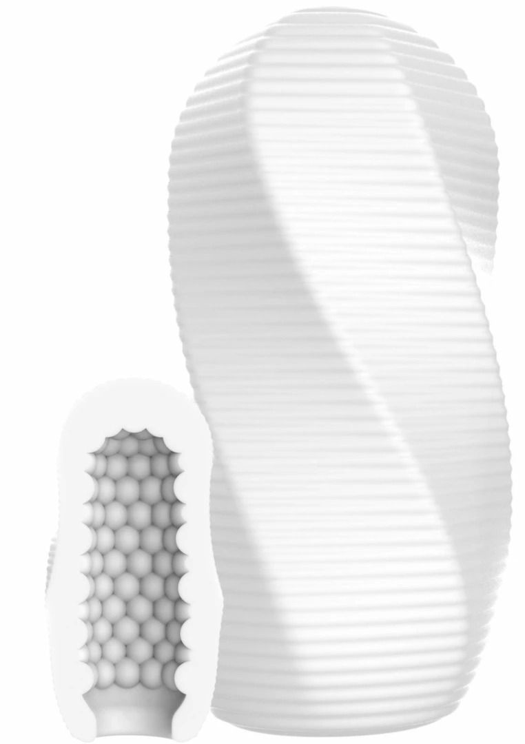 TOYJOY HERO Medium Swirl elastyczna maszyna intymna z teksturą spiralną, transparentna