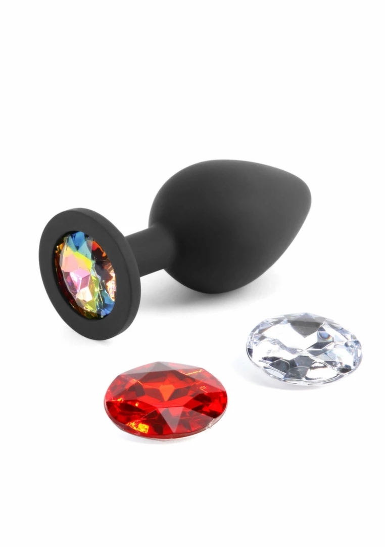 Glams Xchange Round Medium NS Novelties – silikonowy plug z wymiennymi kryształami, średni, 3 kolory