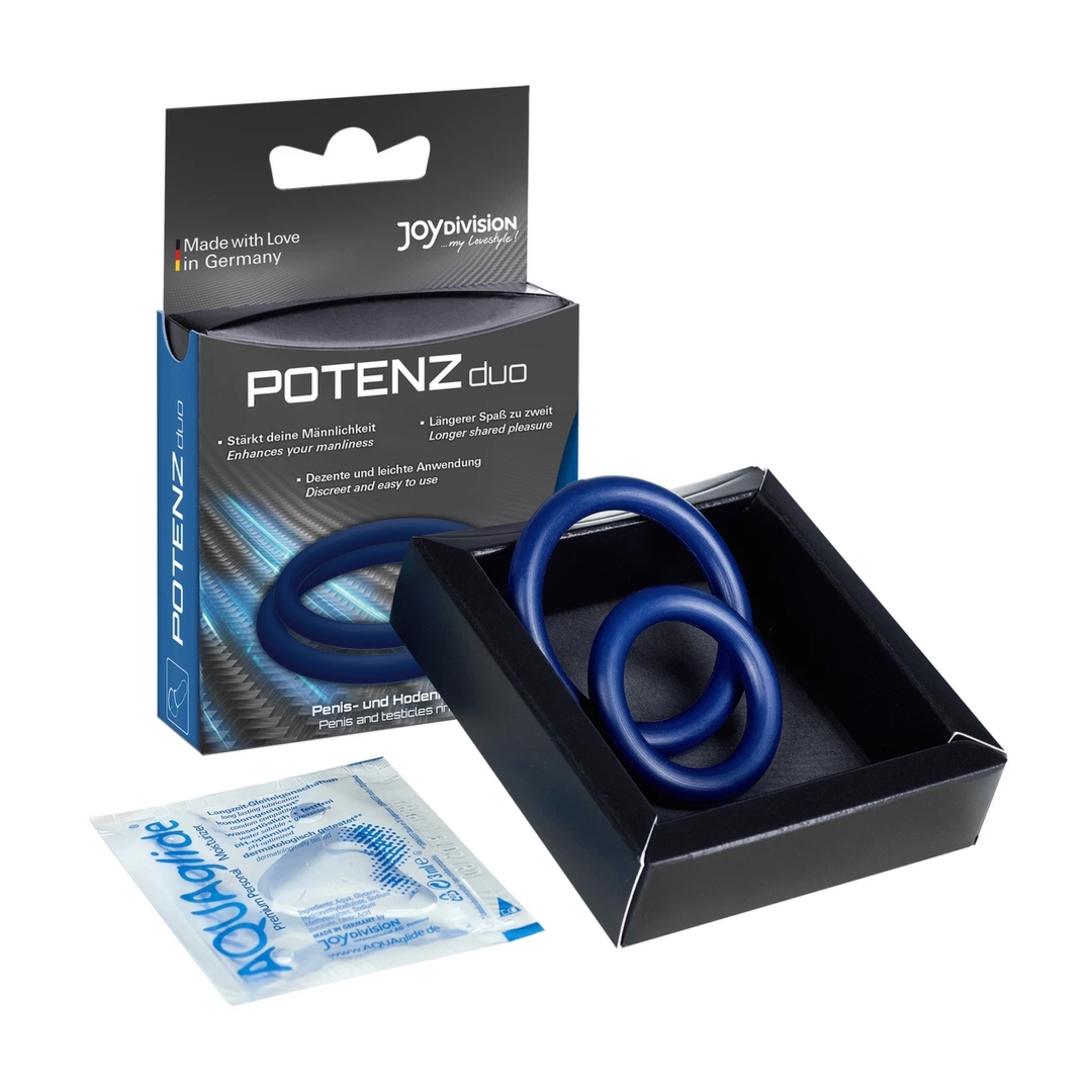 POTENZduo Zestaw Pierścieni Stymulujących – podwójna konstrukcja silikonowa, czarny