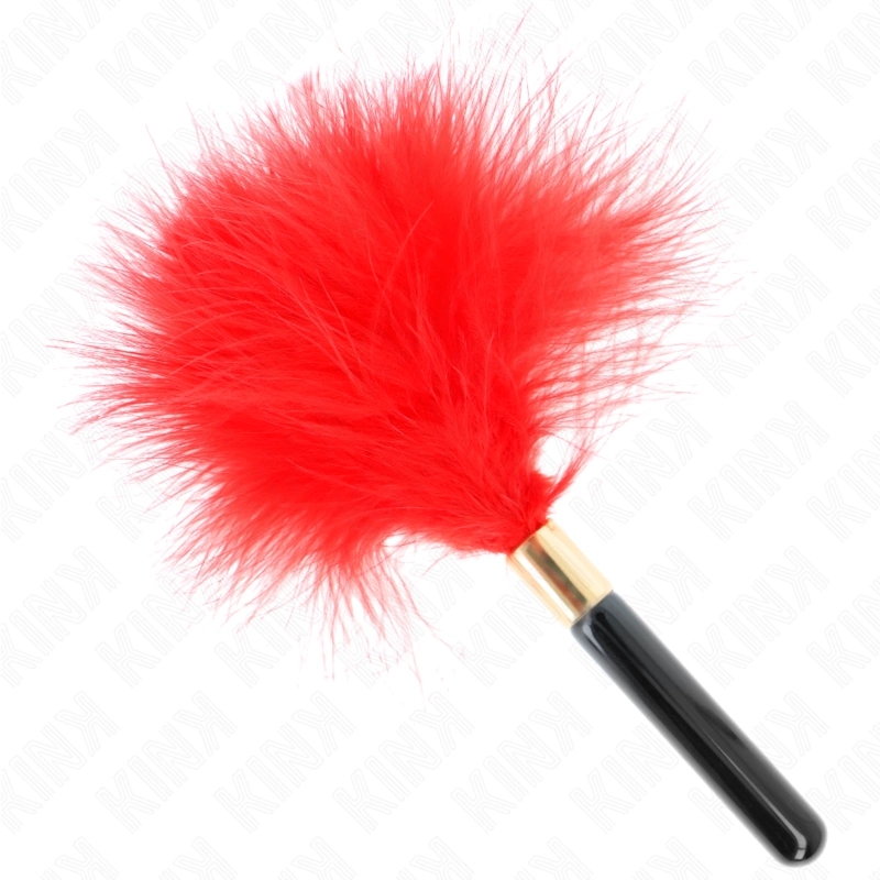 KINK Złote Metalowe Piórko Duster 18 cm – Czerwone Złoto, Naturalne Pióro, Precyzyjna Kontrola