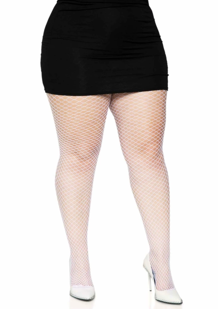 Leg Avenue Plus Elastane Industrial Fishnet Pantyhose czarne rajstopy siateczkowe XL/XXL