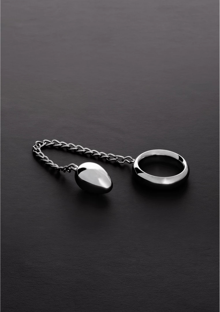 Steel Donut Pierścień stalowy 40 mm, łańcuszek z kulistym elementem, polerowana stal