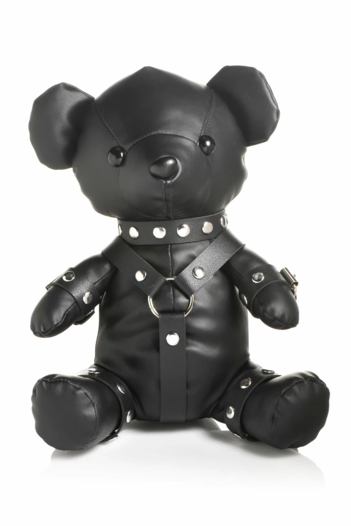 XR Brands Gimp Bear Black – dekoracyjna figurka misia z ekoskóry, kolekcjonerska, czarna