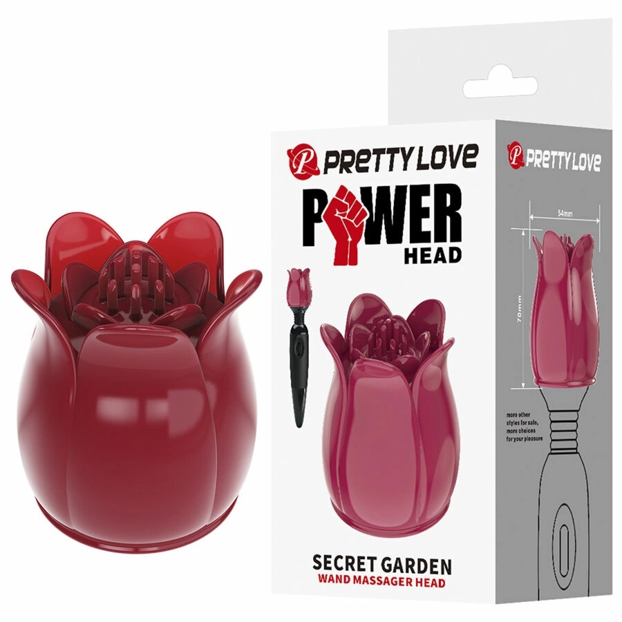 Pretty Love Secret Garden różowa głowica masująca do PowerWand, silikon medyczny, ergonomiczna