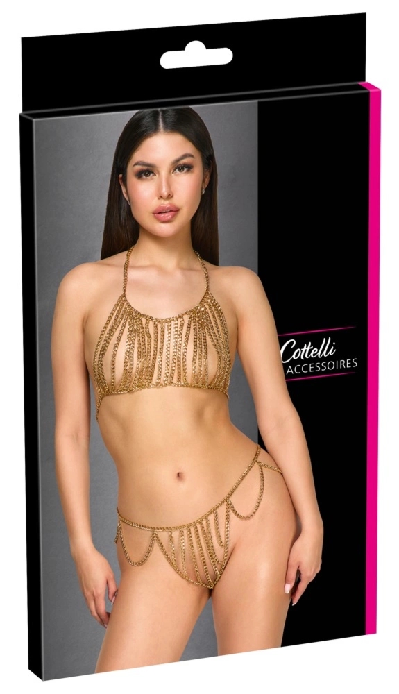 Cottelli ACCESSOIRES bikini łańcuszkowe złote, regulowane, metalowa konstrukcja