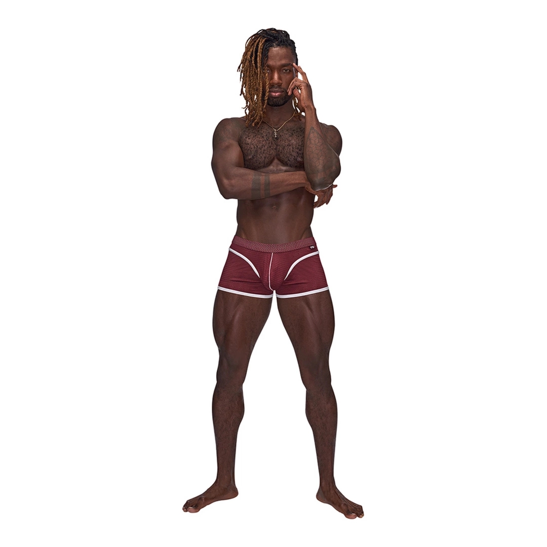 Male Power Mini Short XL Sport Mesh czarne szorty z siateczki, kontrastowe paski