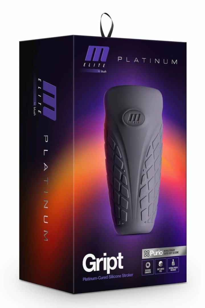 M ELITE PLATINUM GRIPT BLACK silikonowa maszyna intymna 12,7 cm, teksturowana powierzchnia