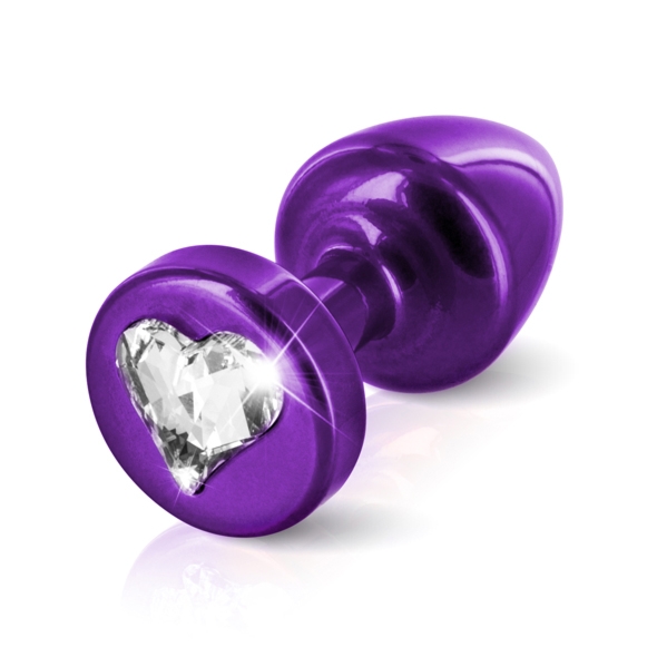 SexShop - Zdobiony plug analny - Diogol Anni R Butt Plug Heart Purple 25 mm Serce Fioletowy