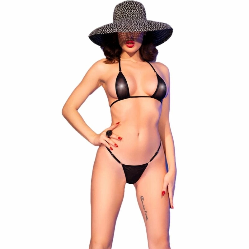 Chilirose CR 4840 Mikro Bikini Czarny S/M – transparentny tiul, metalowe aplikacje