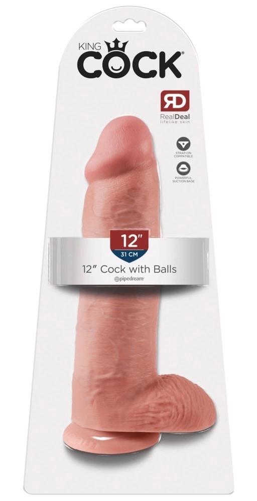 King Cock Model 30 cm z anatomiczną podstawą, cielisty, PVC, system przyssawki