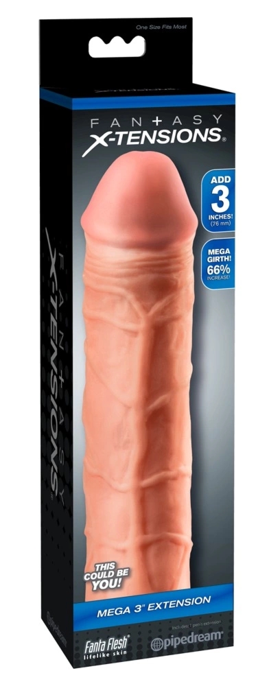 Fantasy X-Tensions Power Sleeve 7,6 cm cielisty powiększający rozmiar z anatomiczną strukturą