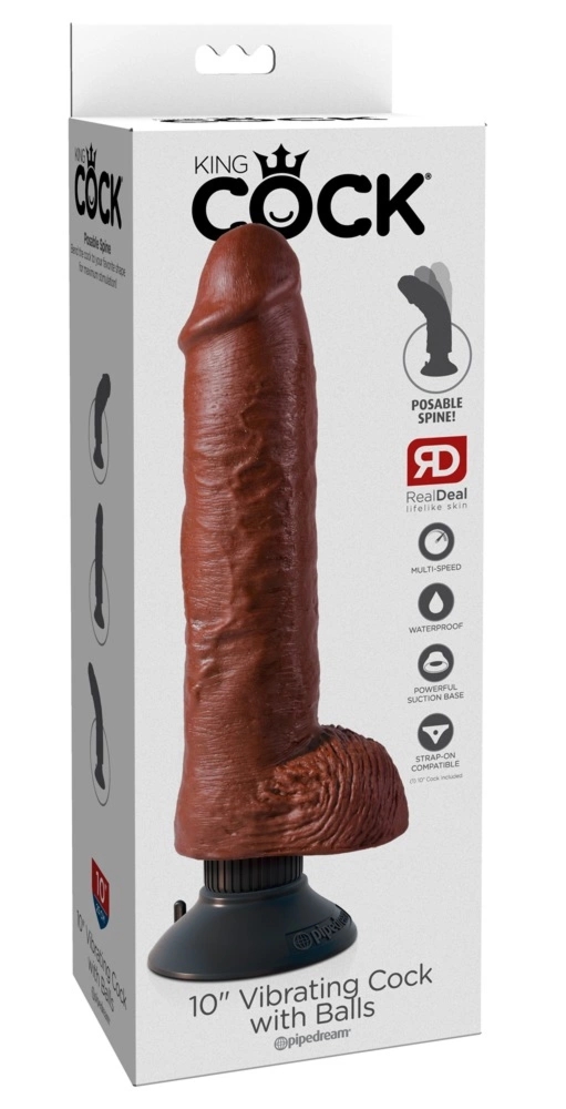 King Cock model 10'' z przyssawką, elastyczny, ciemny 25 cm, PVC, ABS