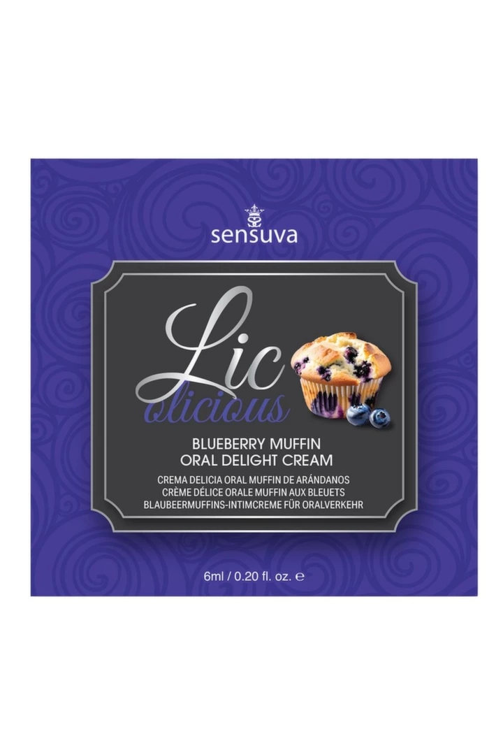 Sensuva Lic-o-Licious Oral Delight Cream Blueberry Muffin 6ml krem smakowy do ust, jagodowa muffinka