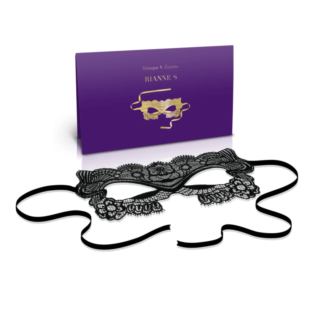 Rianne S Soiree Mask V Zouzou – aksamitna czarna maska wenecka, elegancki styl