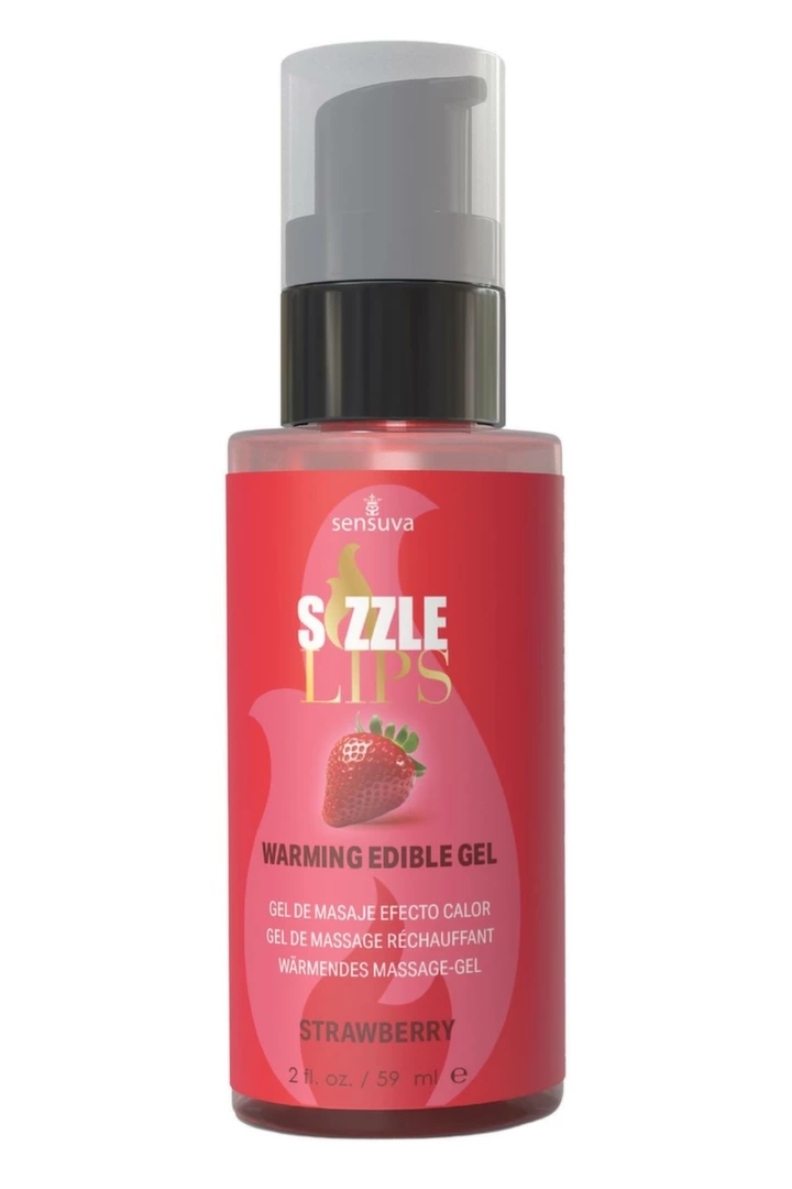 Sensuva Sizzle Lips żel rozgrzewający jadalny truskawkowy 59ml, masaż z efektem ciepła