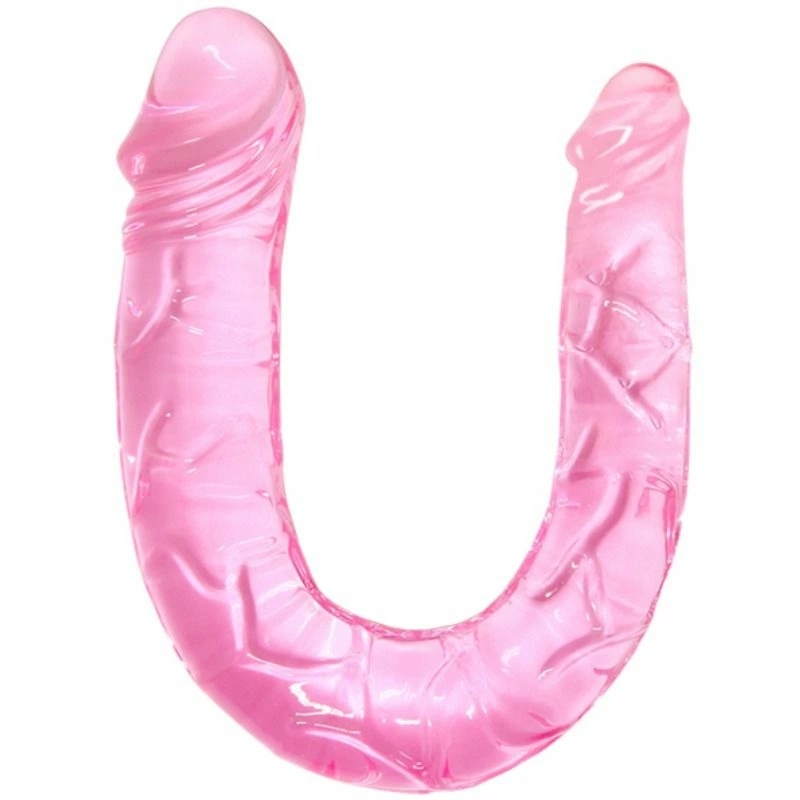 BAILE Double Dong rożowy 30,5 cm – elastyczny model TPR, podwójna końcówka, tekstura