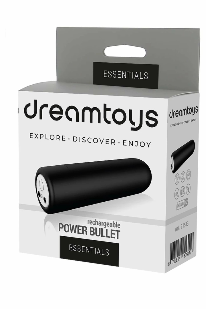 ESSENTIALS Power Bullet Black mini wibrator punktowy, 9 trybów, ładowanie USB, IPX7