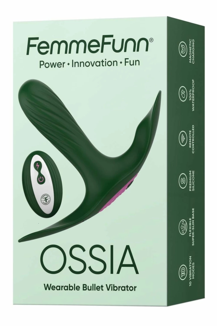 FemmeFunn Ossia Dark Green – bezprzewodowy system intymny, 10 trybów, pilot, USB