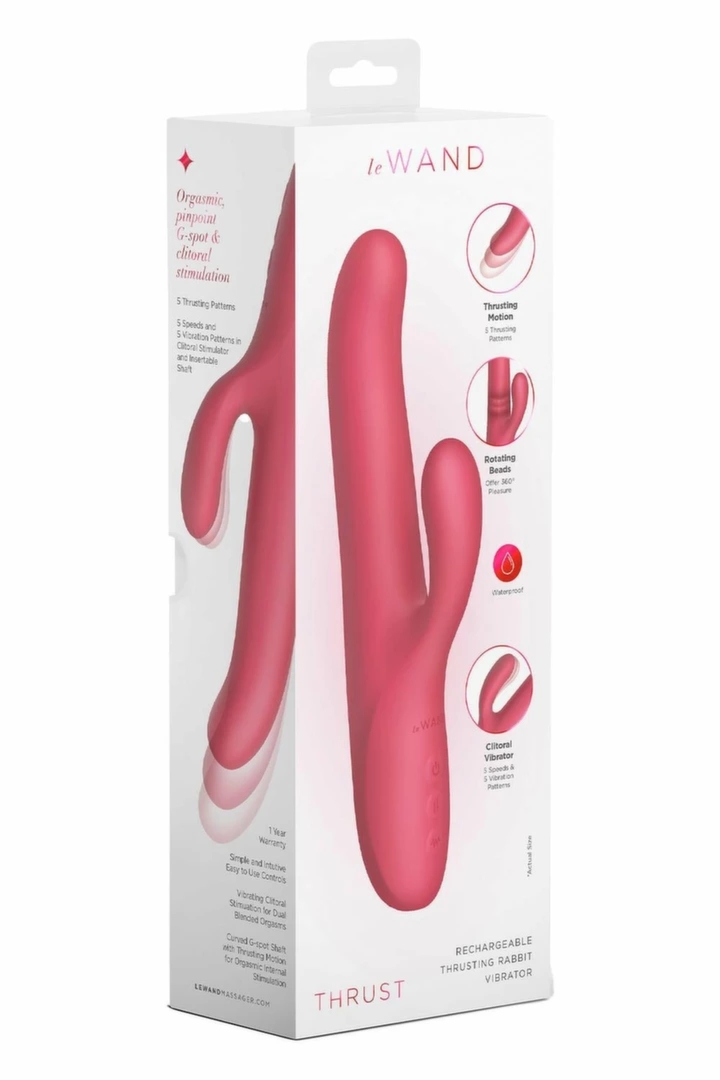 Le Wand Thrust Thrusting Rabbit Vibrator - podwójna stymulacja, ruch posuwisty, IPX7, różowy