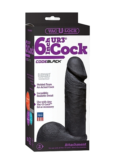 Mały Realistyczny Czarny Penis  + Jądra 1016-08-BX Vac-U-Lock - CodeBlack - Realistic UR3 Cock - 6