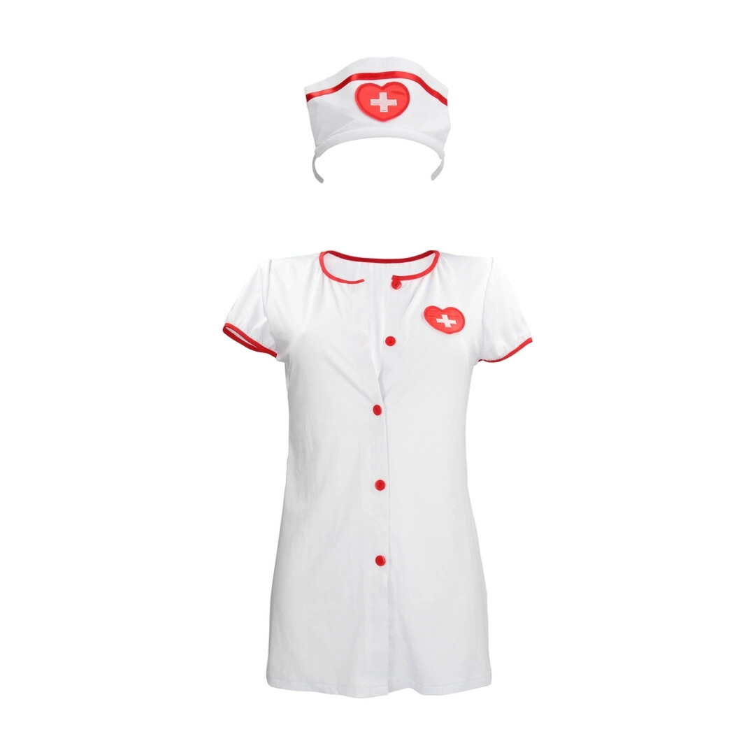 S-Line by Shots Nurse Kostium Pielęgniarki S/M – biały z opaską, elastyczny materiał