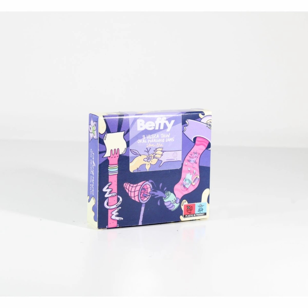 Beffy Dental Dam Vanilla 3 sztuki – cienkie arkusze ochronne o smaku wanilii, elastyczny lateks