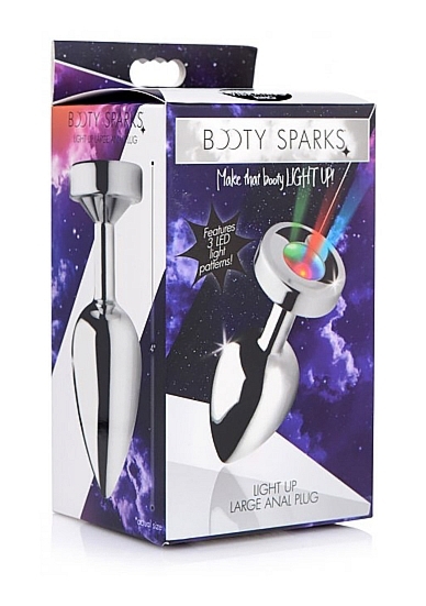 Metalowy korek analny LED 3 kolory - AG173-LARGE - Light Up - Large Anal Plug