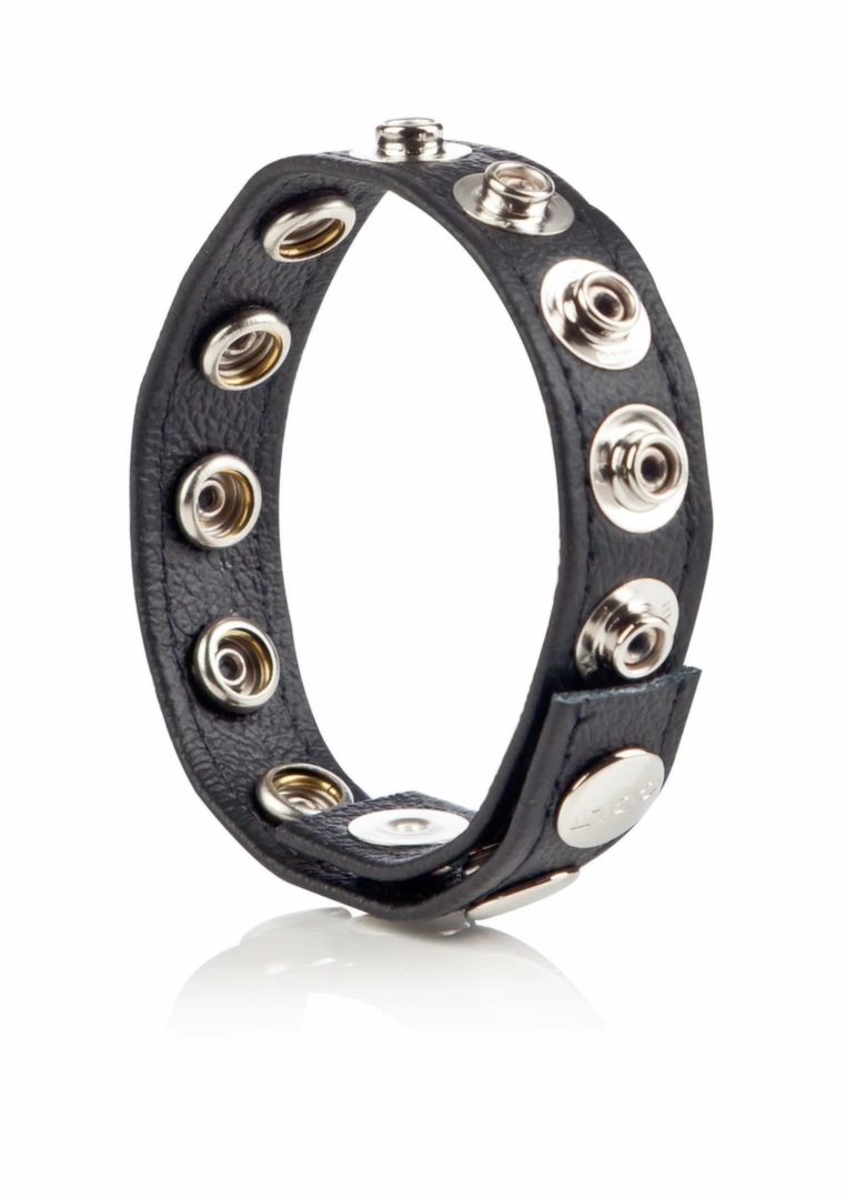 COLT Leather C/B Strap 8-snap pasek skórzany z 8 chromowanymi zatrzaskami, czarny, regulowany