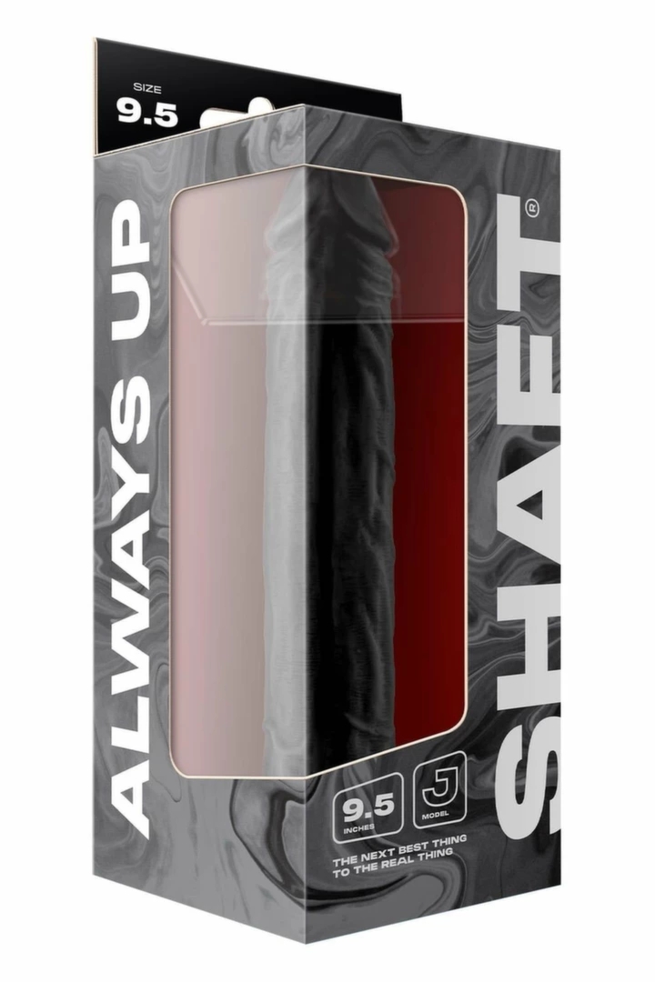 SHAFT MODEL J 9.5" Liquid Silicone Czarny – anatomiczny model, przyssawka, dwukolorowy