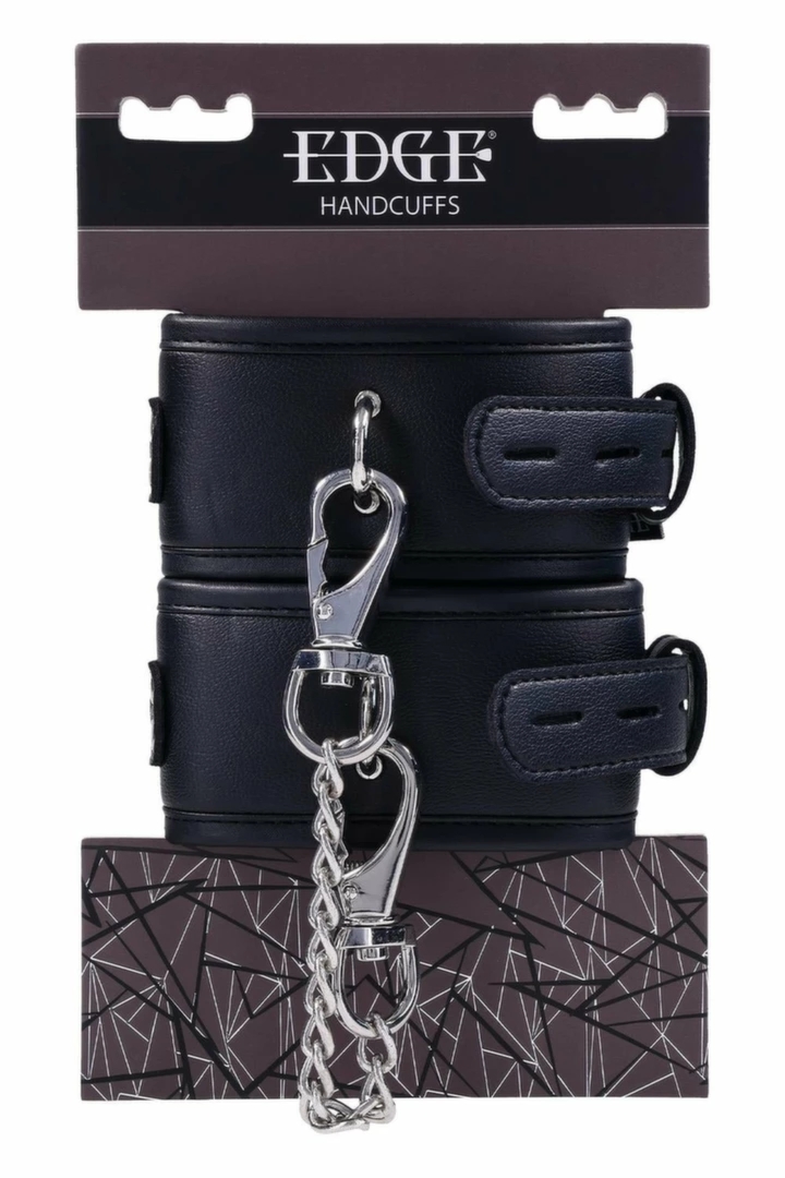 SPORTSHEETS EDGE Handcuffs czarne, regulowane kajdanki z miękką wyściółką