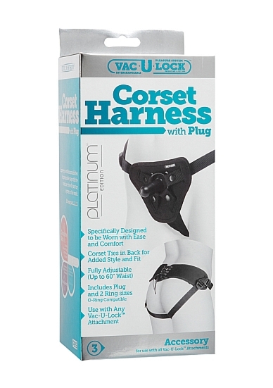 Uprząż StrapOn + Ozdobne Wiązanie z tyłu Vac-U-Lock - 1090-12-BX - Corset Harness