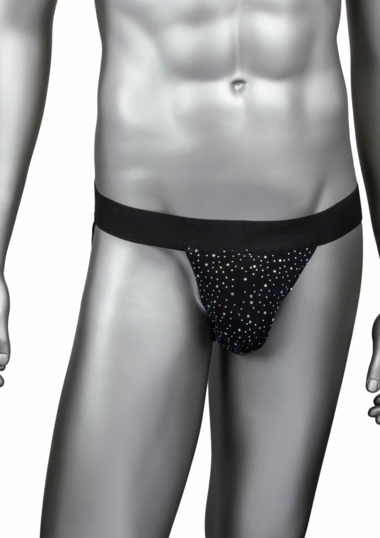 CalExotics Radiance Jock Strap komfortowy pas z siateczką i kryształkami, elastyczny