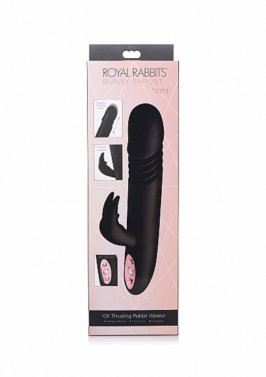 Wibrator króliczek z ruchem góra-dół - Royal Rabbits Bunny Thrust 10X Thrusting Rabbit Vibrator - Czarny AG273