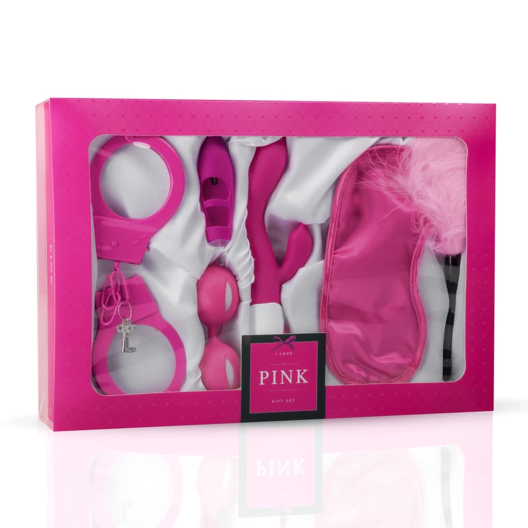 Loveboxxx I Love Pink Gift Box – zestaw akcesoriów 6w1 różowy, prezentowy komplet dla par