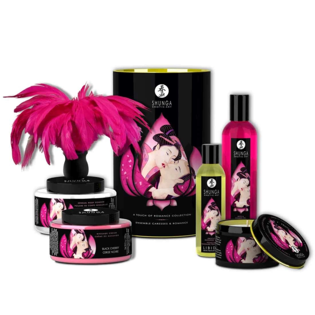 Shunga Touch Of Romance – komplet dla par z olejkiem, żelem i czekoladą do malowania ciała