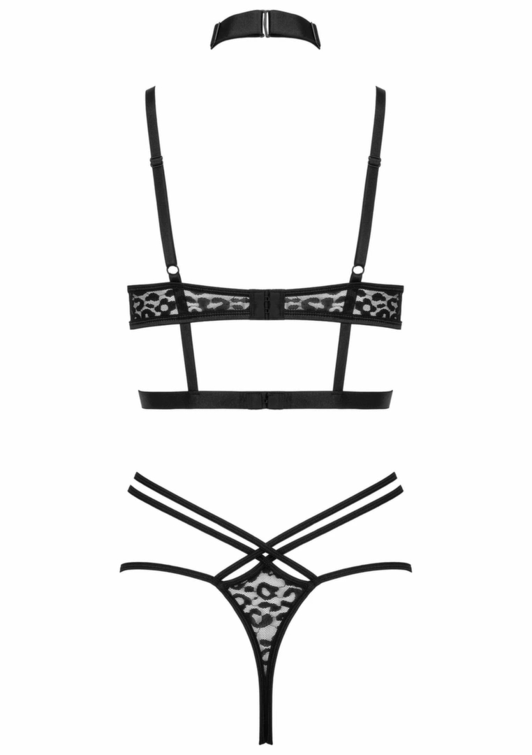 2 Pcs Set TP106 komplet bielizny z ozdobnymi paskami i chokerem, regulacja