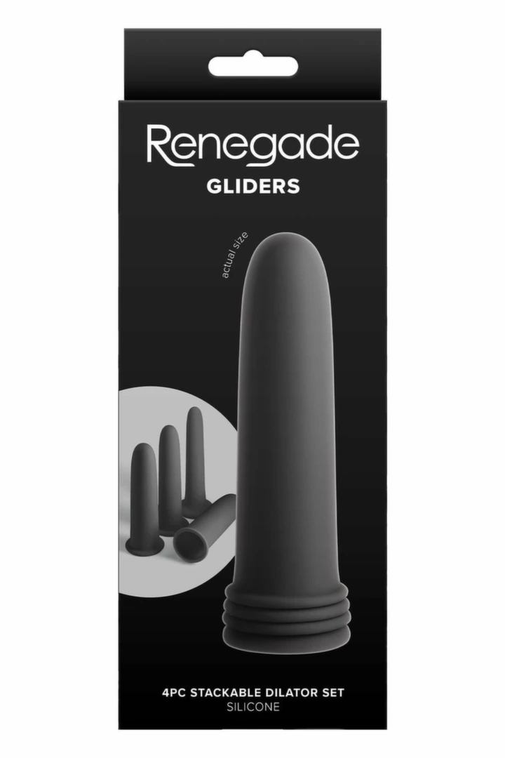 Renegade Gliders Black zestaw 4 anatomicznych aplikatorów silikonowych, regulowana średnica