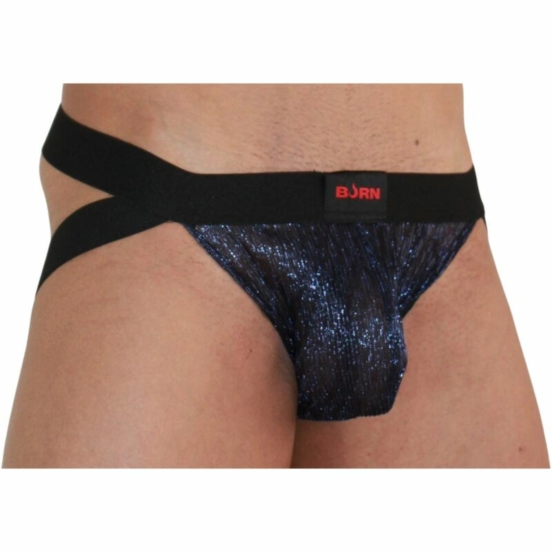 BURN 006 Jockstraps błyszczący niebiesko-czarny M – stylowy design, ergonomiczny krój