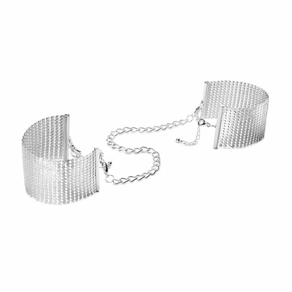 Bijoux Indiscrets Desir Metallique – srebrne kajdanki z funkcją bransolety, metaliczny design