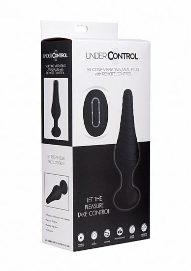 Mocny wibrujący korek analny z pilotem - Silicone Vibrating Anal Plug with Remote Control - Czarny AF870