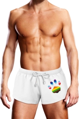 Prowler Bokserki kąpielowe Paw Print białe L, Progress Pride, szybkoschnące